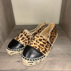 Top Shop Women’s Leopard Print Fur Espadrilles Shoes sz 36